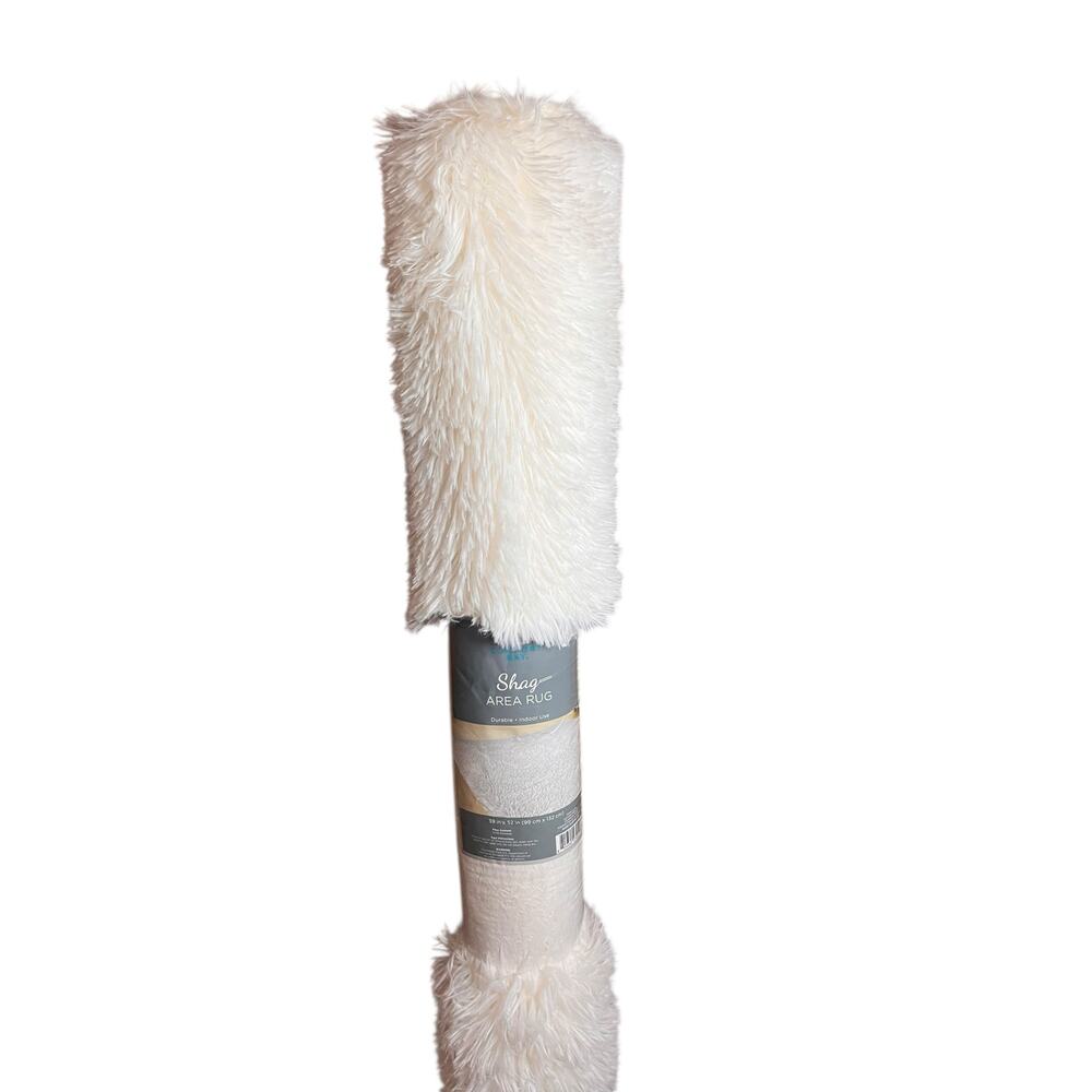 Comfort Bay White Shag Area Rug 39” x 52”